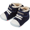 Sherpa-Lined High Top First Walker Shoes, Navy - Sneakers - 1 - thumbnail