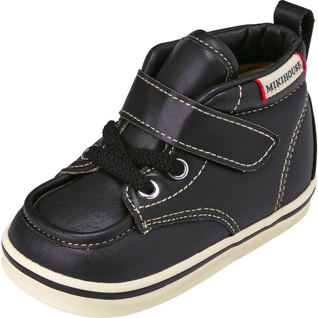 Faux-Laced Leather High Tops, Black - Boots - 8