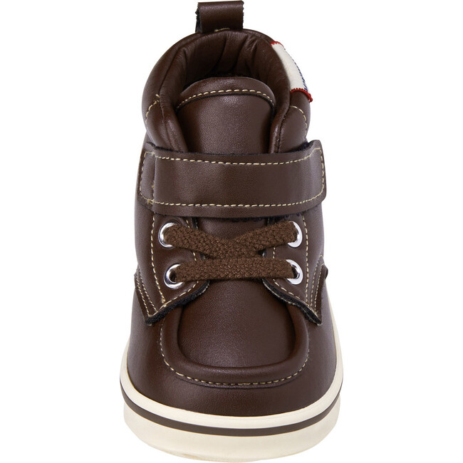 Faux-Laced Leather High Tops, Brown - Boots - 6