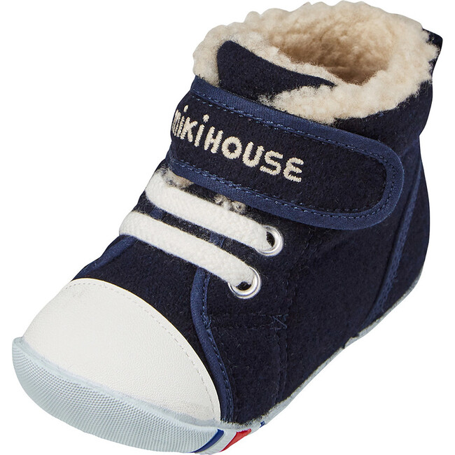 Sherpa-Lined High Top First Walker Shoes, Navy - Sneakers - 8