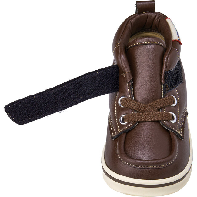 Faux-Laced Leather High Tops, Brown - Boots - 7