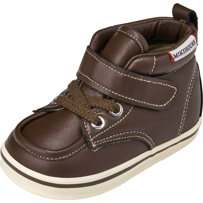 Faux-Laced Leather High Tops, Brown - Boots - 8