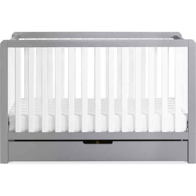 Colby 4-in-1 Convertible Crib With Trundle Drawer, Grey and White