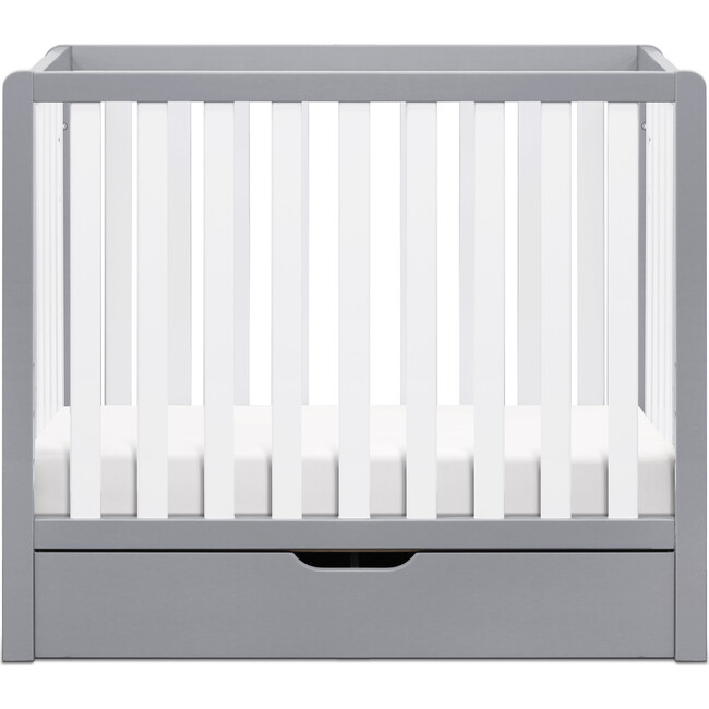 Colby 4-in-1 Convertible Mini Crib With Trundle, Grey and White