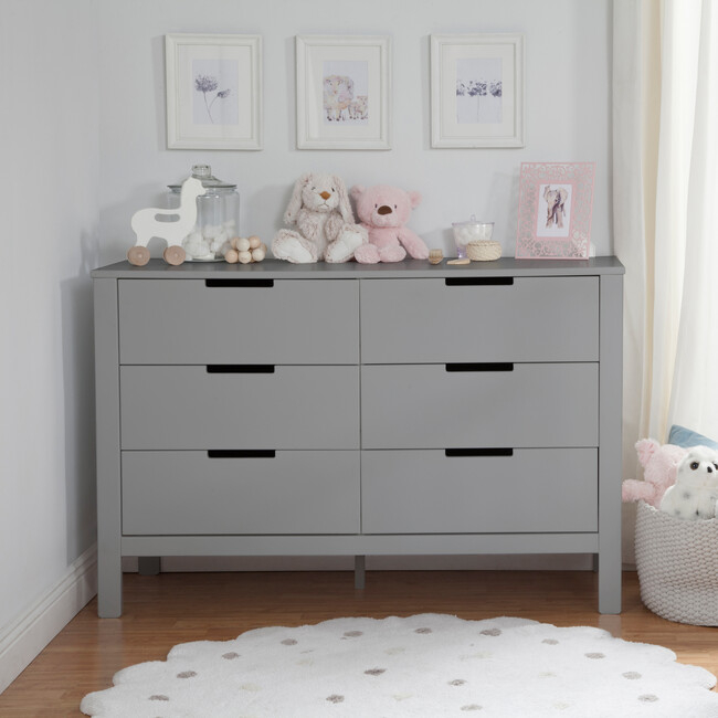 Colby 6-Drawer Double Dresser, Grey Finish