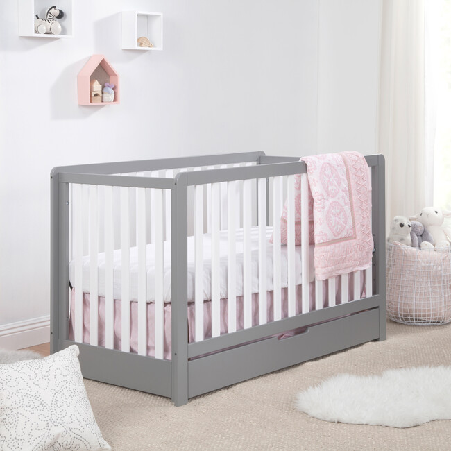 Colby 4-in-1 Convertible Crib With Trundle Drawer, Grey and White - Cribs - 2