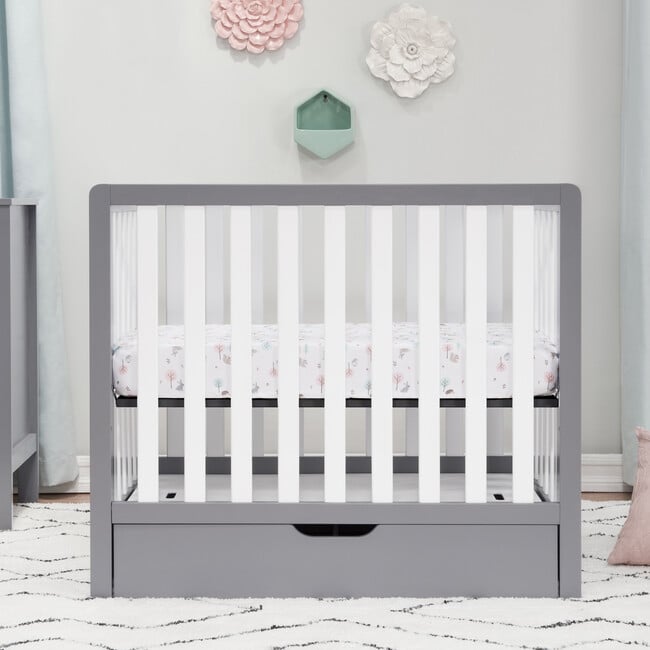 Colby 4-in-1 Convertible Mini Crib With Trundle, Grey and White - Cribs - 3