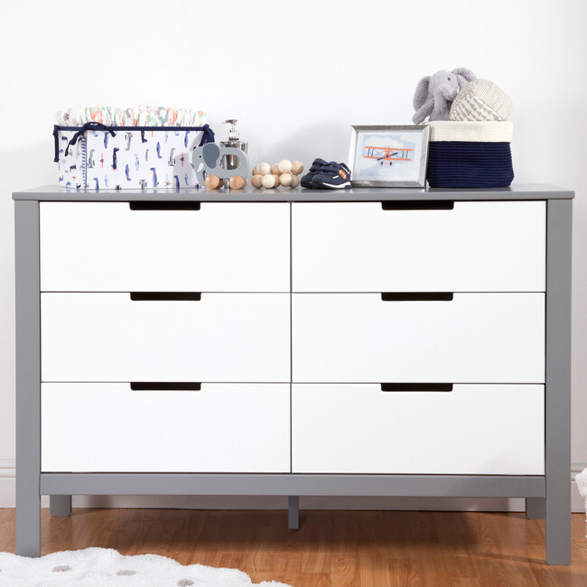 Colby 6-Drawer Double Dresser, Grey and White