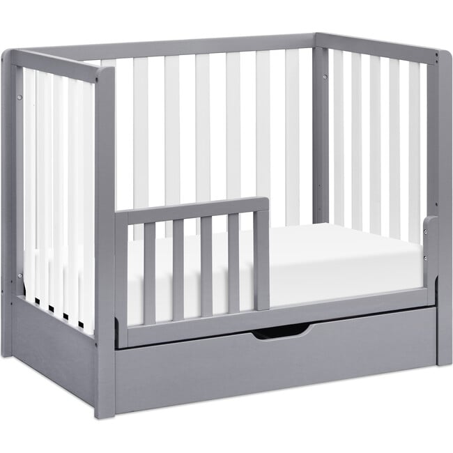 Colby 4-in-1 Convertible Mini Crib With Trundle, Grey and White - Cribs - 4