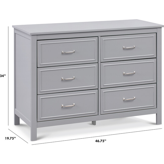 Charlie 6-Drawer Double Dresser, Grey - Dressers - 4