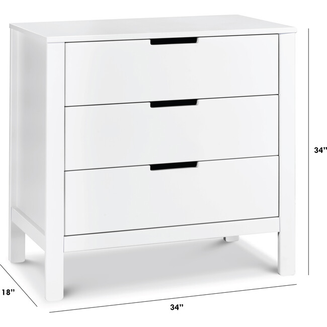 Colby 3-drawer Dresser, White Finish - Dressers - 3