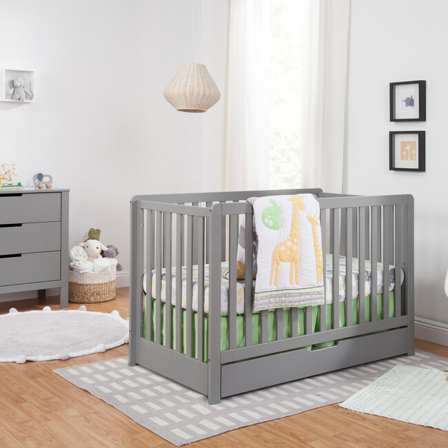 Colby 4-in-1 Convertible Crib With Trundle Drawer, Grey
