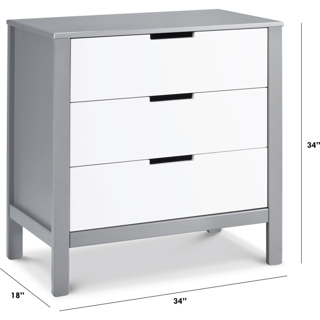 Colby 3-drawer Dresser, Grey and White - Dressers - 6
