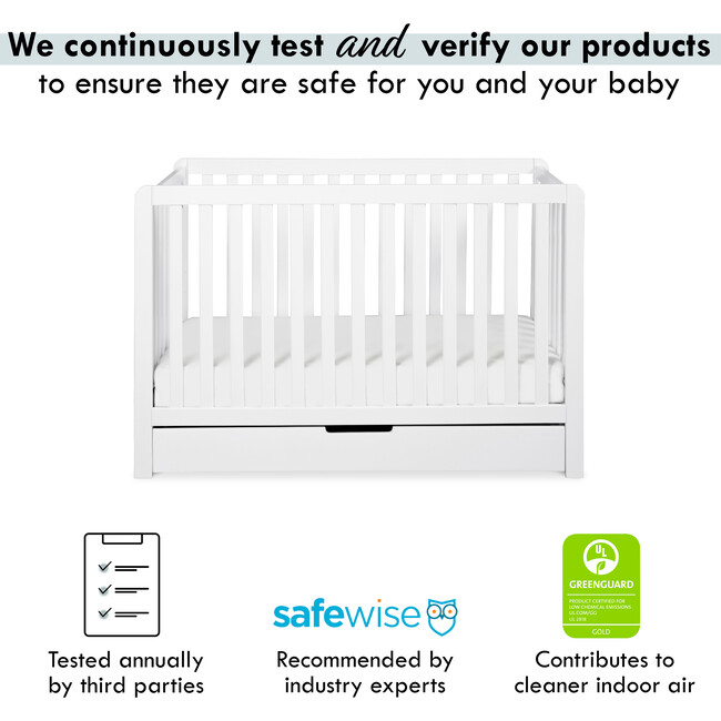Colby 4-in-1 Convertible Crib With Trundle Drawer, White - Cribs - 6
