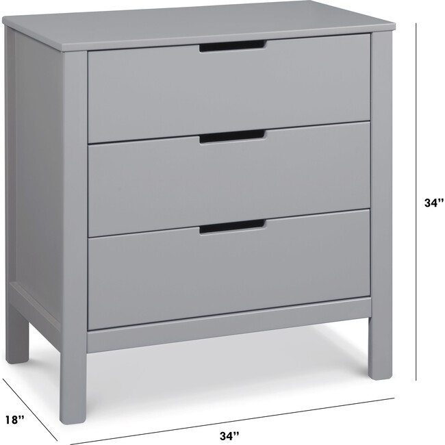 Colby 3-drawer Dresser, Grey - Dressers - 6