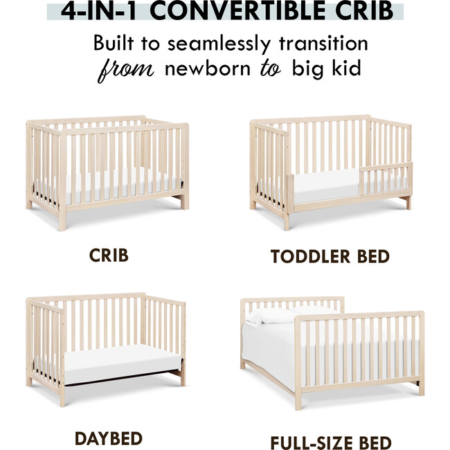 Colby 4-in-1 Low-Profile Convertible Crib, Washed Natural - Cribs - 7