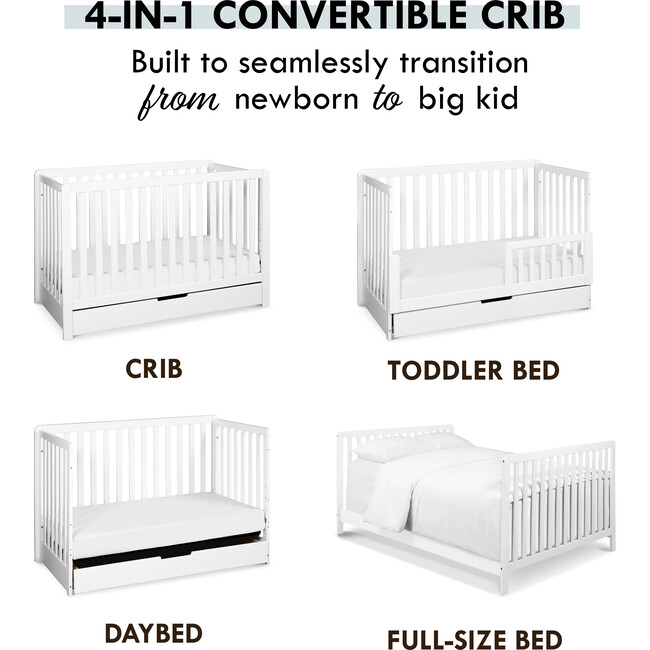 Colby 4-in-1 Convertible Crib With Trundle Drawer, White - Carter's By 