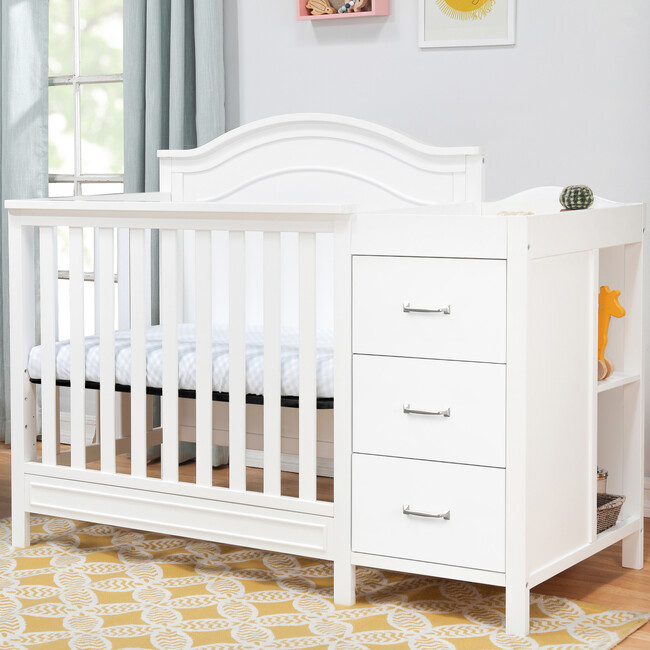 Charlie 4-in-1 Convertible Mini Crib & Changer, White