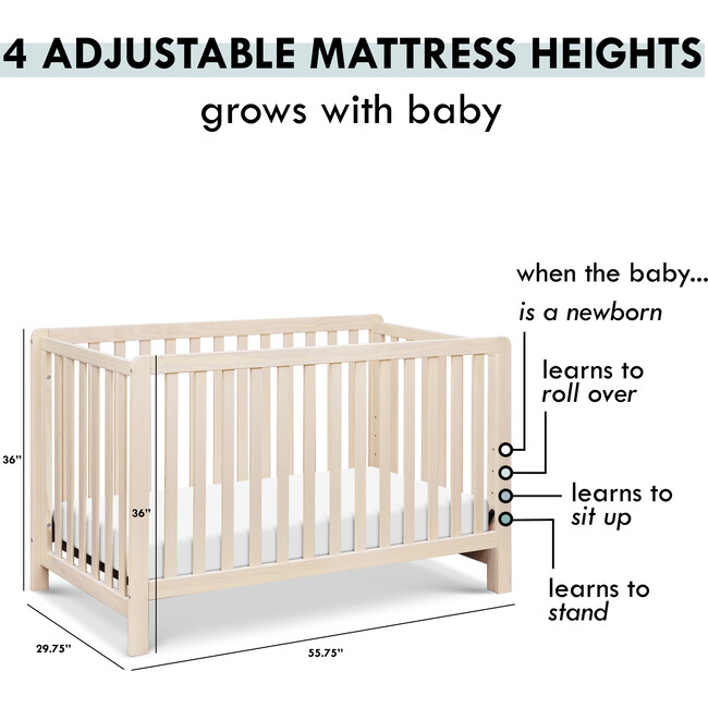 Colby 4-in-1 Low-Profile Convertible Crib, Washed Natural - Cribs - 8