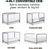 Colby 4-in-1 Low-profile Convertible Crib, Grey and White - Cribs - 8 - thumbnail