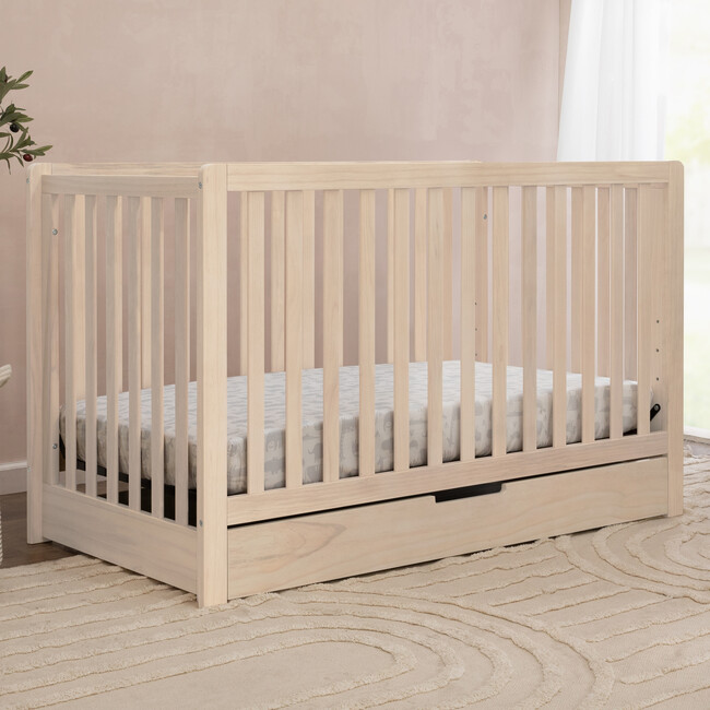Colby 4-in-1 Convertible Crib With Trundle Drawer, Washed Natural - Cribs - 4