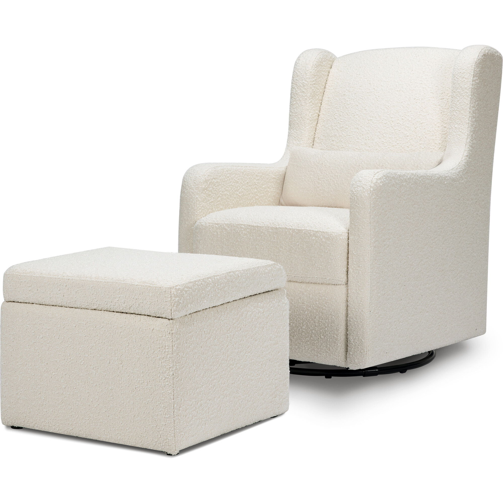 Adrian Swivel Glider with Storage Ottoman, Ivory Boucle - Nursery Chairs - 1