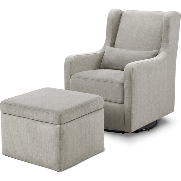 Adrian Swivel Glider with Storage Ottoman, Grey Linen Carter's by
