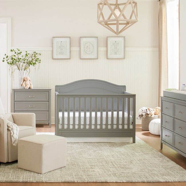 Charlie 4-in-1 Convertible Crib, Grey - Cribs - 3