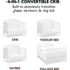 Charlie 4-in-1 Convertible Crib, White - Cribs - 5