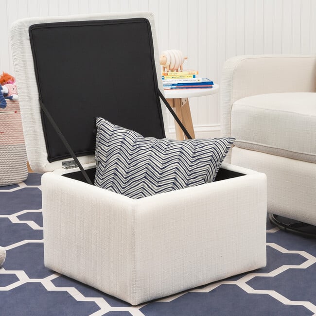 Adrian Swivel Glider with Storage Ottoman, Cream Linen - Nursery Chairs - 3