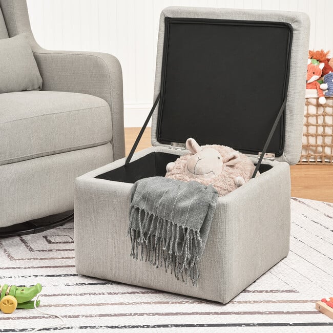 Adrian Swivel Glider with Storage Ottoman, Grey Linen - Nursery Chairs - 3