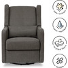 Arlo Recliner and Swivel Glider, Charcoal Linen - Nursery Chairs - 6