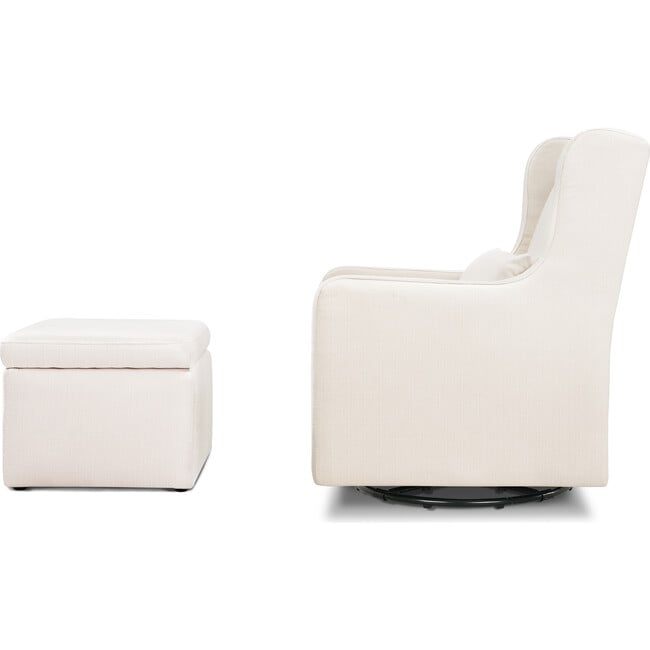 Adrian Swivel Glider with Storage Ottoman, Cream Linen - Nursery Chairs - 5