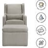 Adrian Swivel Glider with Storage Ottoman, Grey Linen - Nursery Chairs - 5