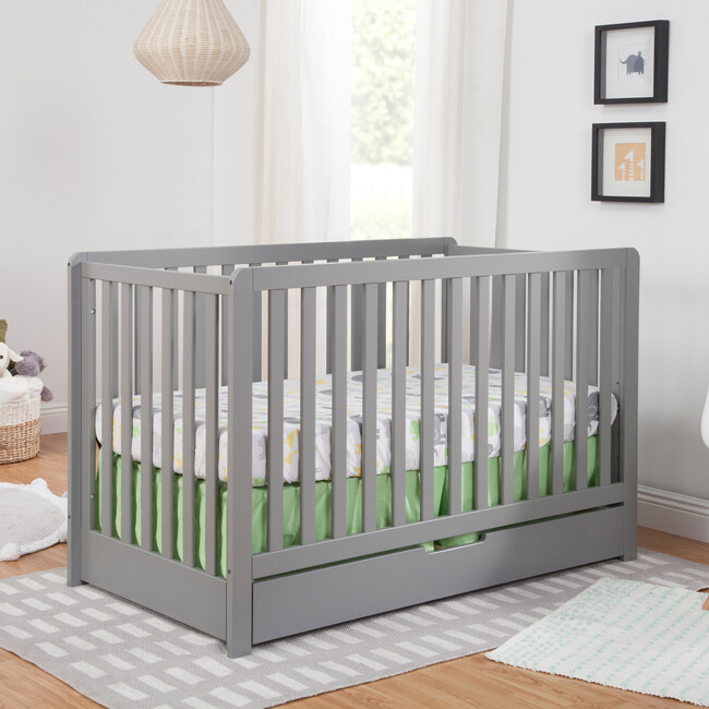 Colby 4-in-1 Convertible Crib With Trundle Drawer, Grey - Cribs - 5