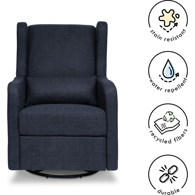 Arlo Recliner and Swivel Glider, Navy Linen - Nursery Chairs - 5