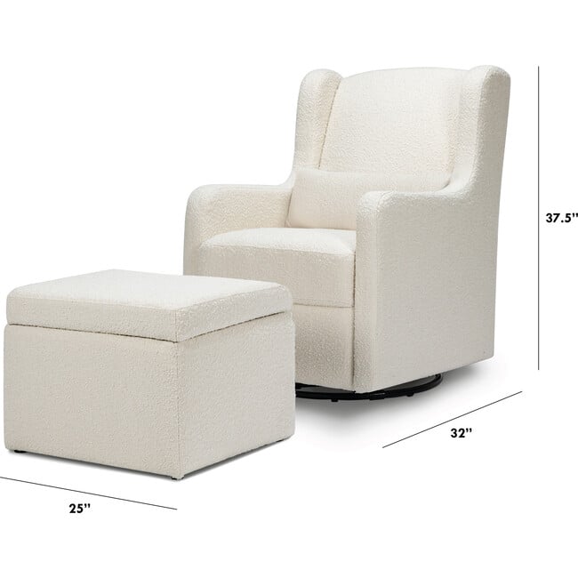 Adrian Swivel Glider with Storage Ottoman, Ivory Boucle - Nursery Chairs - 8