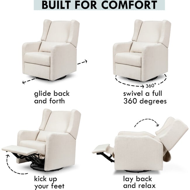 Arlo Recliner and Swivel Glider, Cream Linen - Nursery Chairs - 5