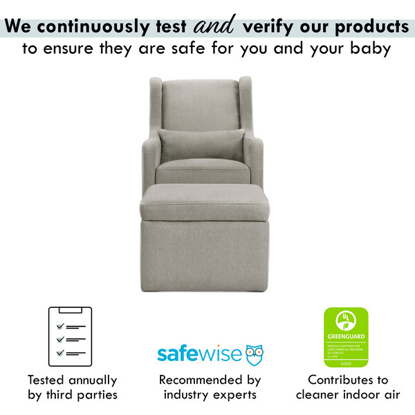 Adrian Swivel Glider with Storage Ottoman, Grey Linen Carter's