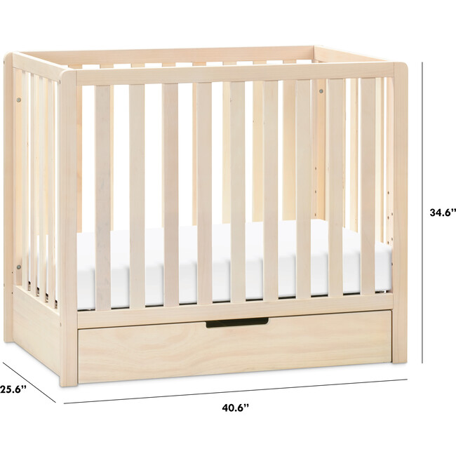 Colby 4-in-1 Convertible Mini Crib With Trundle, Washed Natural ...