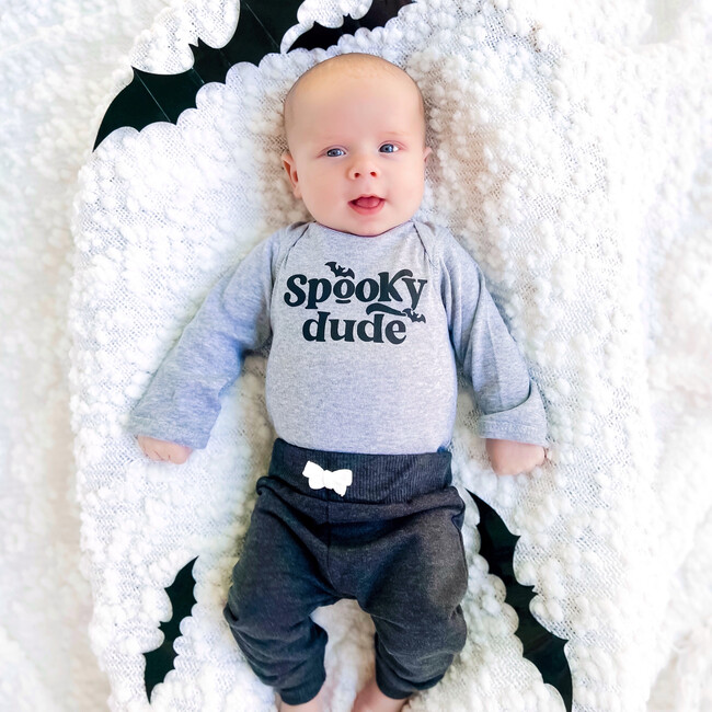 Spooky Dude L/S Bodysuit, Gray