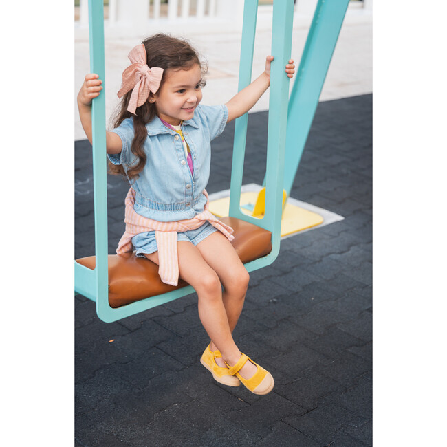 Cord Mary Jane Captoe Sneakers, Mustard - Mary Janes - 3