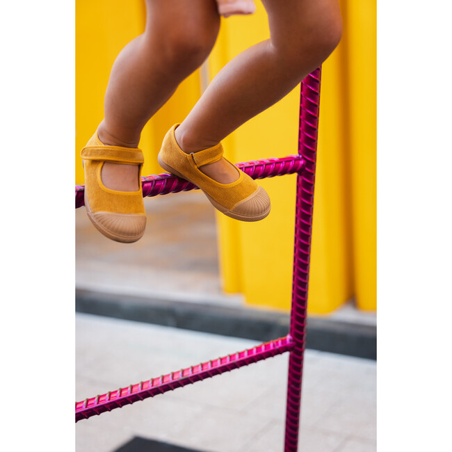 Cord Mary Jane Captoe Sneakers, Mustard - Mary Janes - 5
