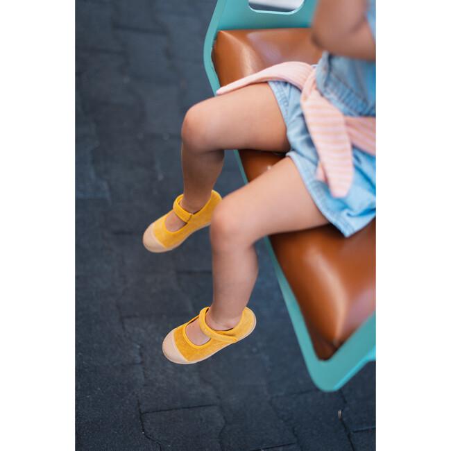 Cord Mary Jane Captoe Sneakers, Mustard - Mary Janes - 6