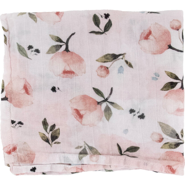 Organic Cotton Muslin Swaddle Blanket, Watercolor Floret - Swaddles - 1