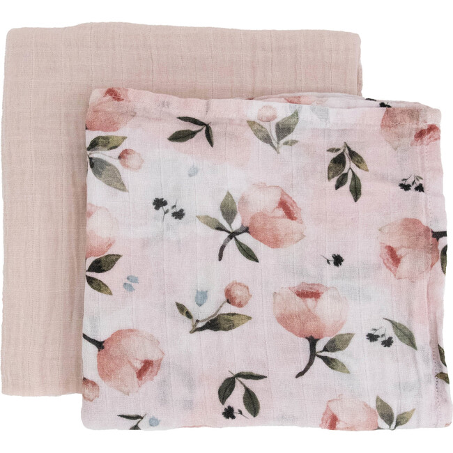 Organic Cotton Muslin Swaddle Blanket Set, Watercolor Floret - Swaddles - 1