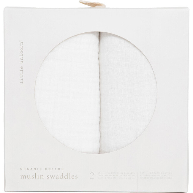Organic Cotton Muslin Swaddle Blanket Set, White - Swaddles - 1
