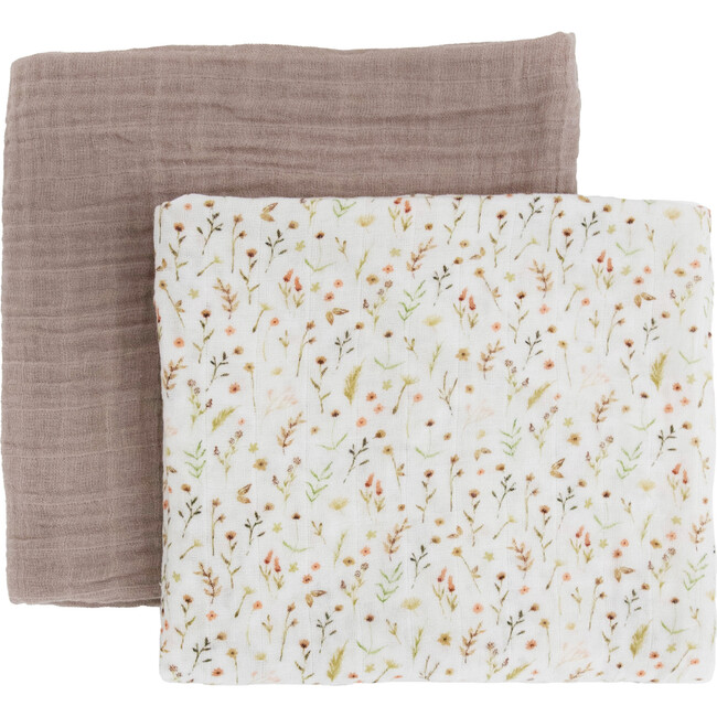 Organic Cotton Muslin Swaddle Blanket Set, Floral Field - Swaddles - 1