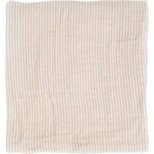 Organic Cotton Muslin Swaddle Blanket, Sand Stripe
