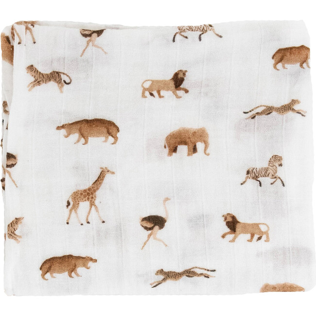 Organic Cotton Muslin Swaddle Blanket, Animal Crackers
